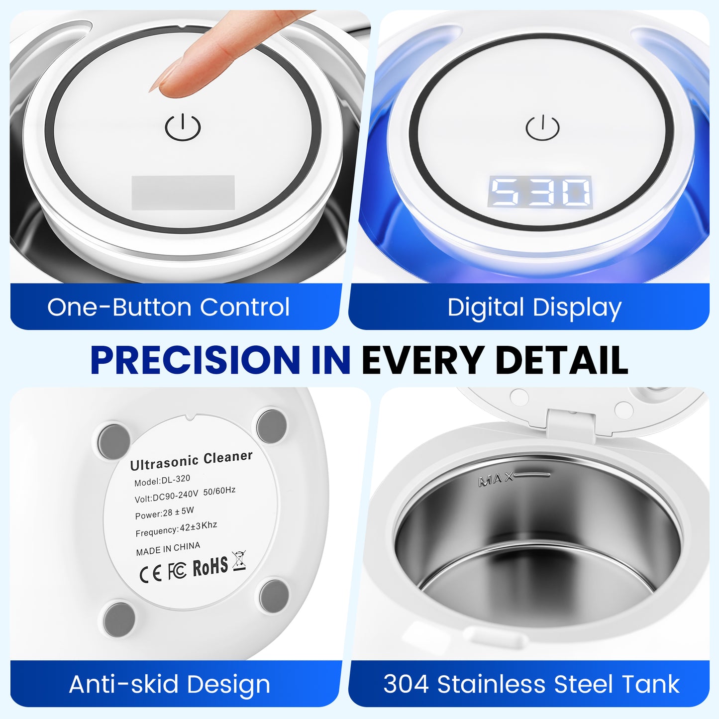 Control Button for an ultrasonic Cleaner Device